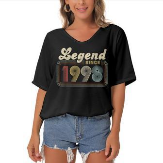 24 Years Old 24Th Birthday Decoration Legend Since 1998 Women's Bat Sleeves V-Neck Blouse - Seseable