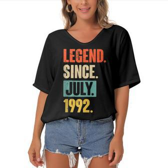 30 Years Old Gifts Legend Since July 1992 30Th Birthday Women's Bat Sleeves V-Neck Blouse - Seseable