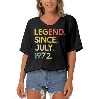50 Years Old Vintage Legend Since July 1972 50Th Birthday Women's Bat Sleeves V-Neck Blouse - Seseable