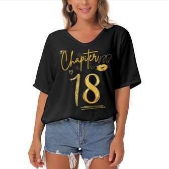Chapter 18 Years Old 18Th Birthday In 2004 Funny Women's Bat Sleeves V-Neck Blouse - Seseable