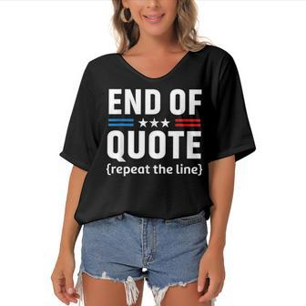 Funny Joe End Of Quote Repeat The Line V2 Women's Bat Sleeves V-Neck Blouse - Seseable