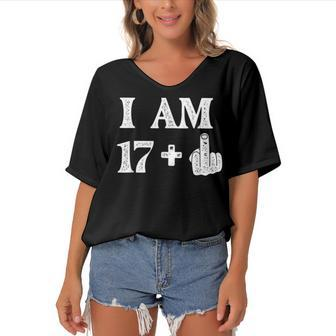 I Am 17 Plus 1 Years Old 18Th Birthday 18 Years Old Bday Women's Bat Sleeves V-Neck Blouse - Seseable