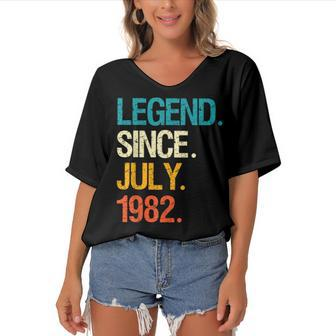 Legend Since July 1982 40 Year Old Bday 40Th Birthday Women's Bat Sleeves V-Neck Blouse - Seseable
