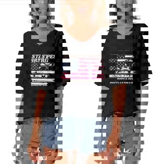 Stars Stripes Reproductive Rights Fourth Of July My Body My Choice Uterus Gift Women's Bat Sleeves V-Neck Blouse | Mazezy