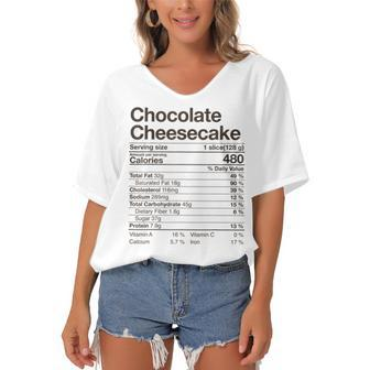 Fun Chocolate Cheesecake Nutrition Facts Thanksgiving Gift V2 Women's Bat Sleeves V-Neck Blouse - Seseable
