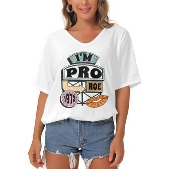 Reproductive Rights Pro Roe Pro Choice Mind Your Own Uterus Retro Women's Bat Sleeves V-Neck Blouse | Mazezy