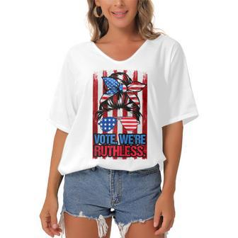 Women Vote Were Ruthless   Vote We Are Ruthless  Women's Bat Sleeves V-Neck Blouse