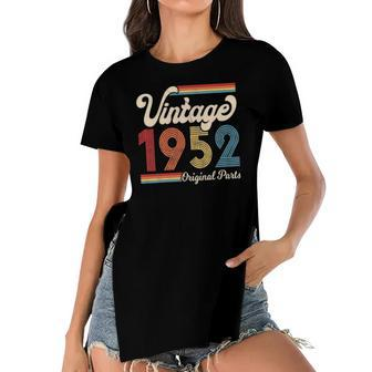 1952 Vintage 1952 Birthday Gift Men Women Born Made 1952 Women's Short Sleeves T-shirt With Hem Split | Mazezy