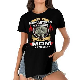 Being A Navy Veteran Is A Honor Being A Mom Is A Priceless Women's Short Sleeves T-shirt With Hem Split - Monsterry AU