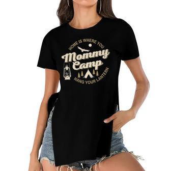 Camp Mommy Shirt Summer Camp Home Road Trip Vacation Camping Women's Short Sleeves T-shirt With Hem Split | Mazezy