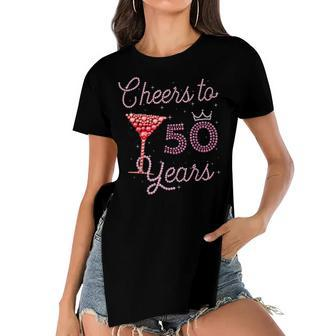 Cheers To 50 Years 50Th Birthday 50 Years Old Bday Women's Short Sleeves T-shirt With Hem Split - Seseable