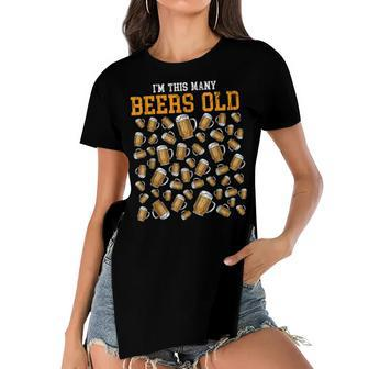 Funny 50 Years Old Birthday Im This Many Beers Old Drinking Women's Short Sleeves T-shirt With Hem Split - Seseable