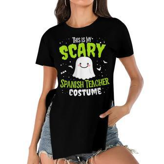 Funny Spanish Teacher Halloween School Nothing Scares Easy Costume Women's Short Sleeves T-shirt With Hem Split - Seseable