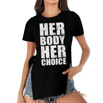 Her Body Her Choice Pro Choice Feminist V2 Women's Short Sleeves T-shirt With Hem Split - Seseable