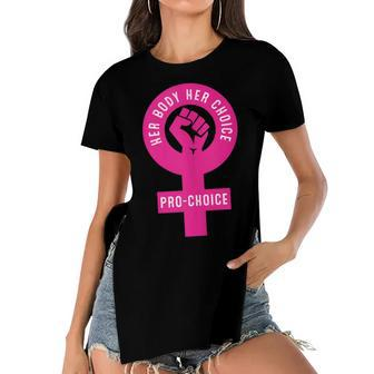 Her Body Her Choice Pro Choice Reproductive Rights Feminist Women's Short Sleeves T-shirt With Hem Split - Seseable