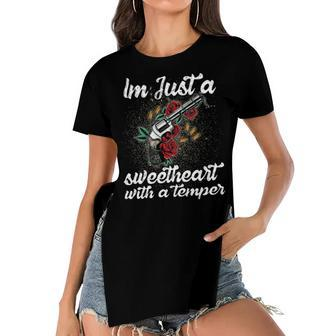 Im Just A Sweetheart Women's Short Sleeves T-shirt With Hem Split - Seseable