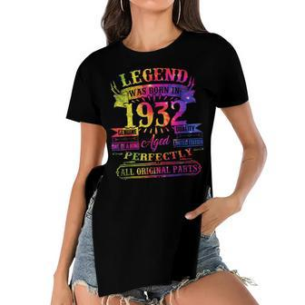 Legend Was Born In 1932 90 Year Old 90Th Birthday Tie Dye Women's Short Sleeves T-shirt With Hem Split - Seseable