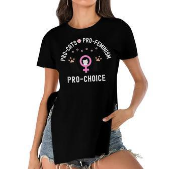 Pro Cats Pro Feminism Pro Choice Womens Rights Cat Lady Women's Short Sleeves T-shirt With Hem Split - Seseable