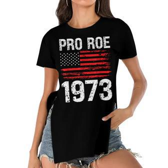 Pro Roe 1973 Reproductive Rights America Usa Flag Distressed Women's Short Sleeves T-shirt With Hem Split - Seseable