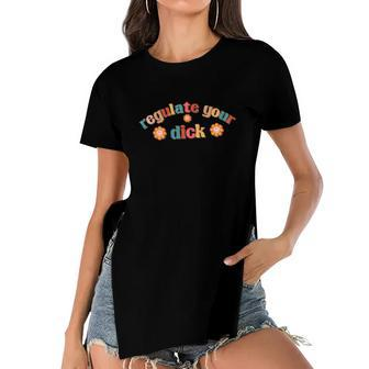 Regulate Your Dicks Pro Choice Rights Flowers Women's Short Sleeves T-shirt With Hem Split - Seseable