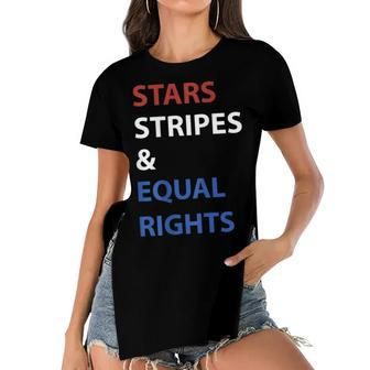 Stars Stripes And Equal Rights 4Th Of July Womens Rights V2 Women's Short Sleeves T-shirt With Hem Split - Seseable