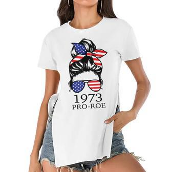 Messy Bun Pro Roe 1973 Pro Choice Women’S Rights Feminism V2 Women's Short Sleeves T-shirt With Hem Split - Seseable