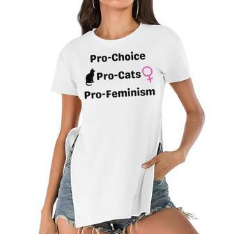 Pro Choice Feminism And Cats Cute Roe V Wade 1973 Women's Short Sleeves T-shirt With Hem Split - Seseable
