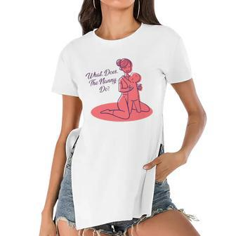 What Does The Nanny Do Christine Brown Women's Short Sleeves T-shirt With Hem Split | Mazezy