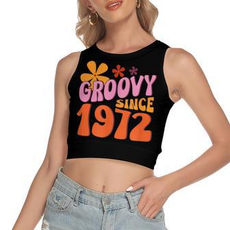 50Th Birthday Groovy Since 1972 Women's Sleeveless Bow Backless Hollow Crop Top - Seseable
