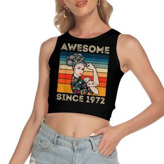 Awesome Since 1972 40Th Birthday Gifts 50 Years Old Vintage Women's Sleeveless Bow Backless Hollow Crop Top - Seseable