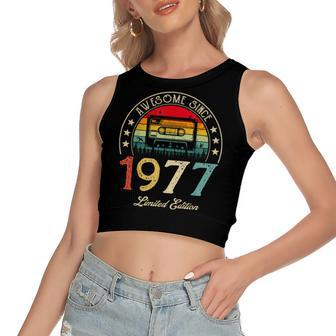 Awesome Since 1977 Vintage 1977 45Th Birthday 45 Years Old Women's Sleeveless Bow Backless Hollow Crop Top - Seseable