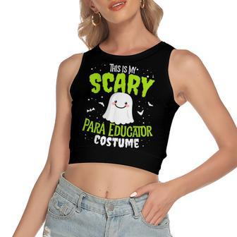 Funny Para Educator Halloween School Nothing Scares Easy Costume Women's Sleeveless Bow Backless Hollow Crop Top - Seseable