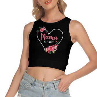 Mama Est 2022 Mom To Be Pregnancy Announcement Women's Crop Top Tank Top | Mazezy