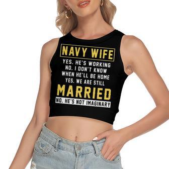 Navy Wife - Wife Of A Navy Veteran Women's Sleeveless Bow Backless Hollow Crop Top - Monsterry DE