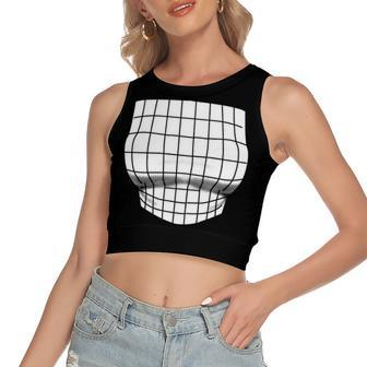 Optical Illusion V2 Women's Sleeveless Bow Backless Hollow Crop Top - Seseable