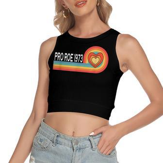 Pro Roe 1973 - Heart Rainbow Feminism Womens Rights Choice Women's Sleeveless Bow Backless Hollow Crop Top - Seseable