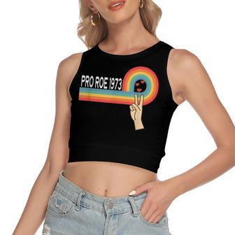 Pro Roe 1973 Peace Rainbow Feminism Womens Rights Choice Women's Sleeveless Bow Backless Hollow Crop Top - Seseable