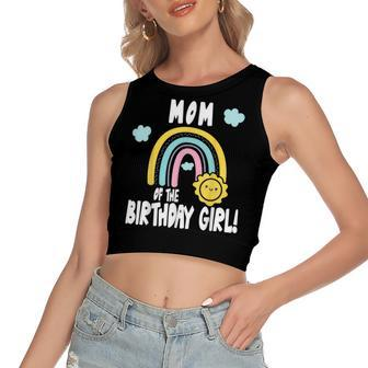 Rainbows & Sunshine Party Mom Of The Birthday Girl Women's Sleeveless Bow Backless Hollow Crop Top - Seseable