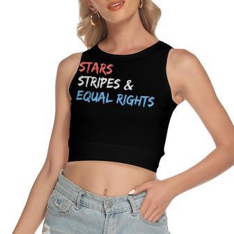 Stars Stripes And Equal Rights 4Th Of July Womens Rights Women's Sleeveless Bow Backless Hollow Crop Top - Seseable