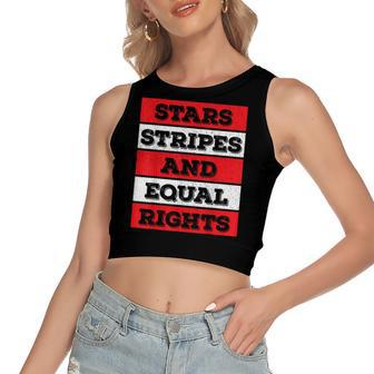 Stars Stripes Equal Rights Bold 4Th Of July Womens Rights Women's Sleeveless Bow Backless Hollow Crop Top - Seseable