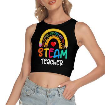 Steam Teacher Squad Team Crew Back To School Stem Special Women's Sleeveless Bow Backless Hollow Crop Top - Seseable