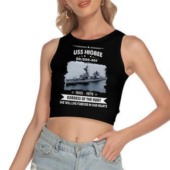 Uss Higbee Dd 806 Front Women's Sleeveless Bow Backless Hollow Crop Top - Monsterry AU