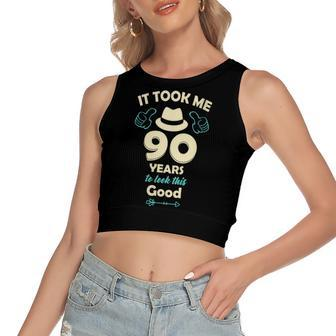 Womens It Took Me 90 Years To Look This Good - 90Th Birthday Women's Sleeveless Bow Backless Hollow Crop Top - Seseable
