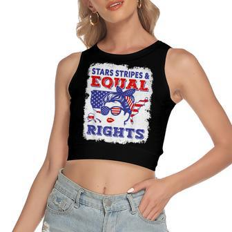 Womens Right Pro Choice Feminist Stars Stripes Equal Rights Women's Sleeveless Bow Backless Hollow Crop Top - Seseable