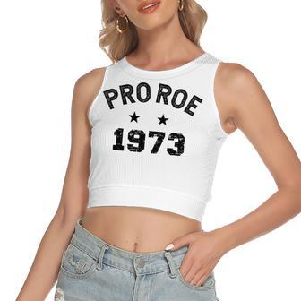 Pro Roe 1973 Distressed V2 Women's Sleeveless Bow Backless Hollow Crop Top - Seseable