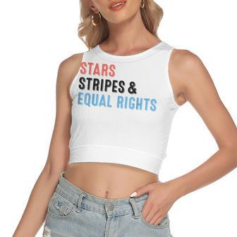 Stars Stripes And Equal Rights 4Th Of July Womens Rights V2 Women's Sleeveless Bow Backless Hollow Crop Top - Seseable