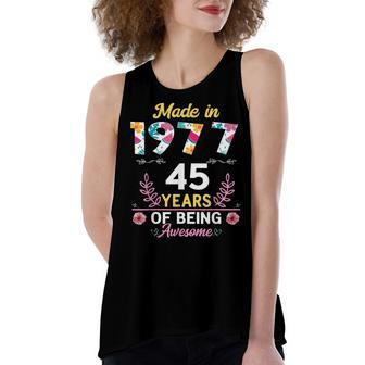 45 Years Old Gifts 45Th Birthday Born In 1977 Women Girls V3 Women's Loose Fit Open Back Split Tank Top - Seseable