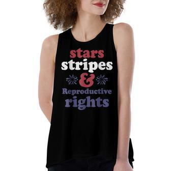 4Th Of July Stars Stripes Reproductive Rights Patriotic Women's Loose Fit Open Back Split Tank Top - Seseable