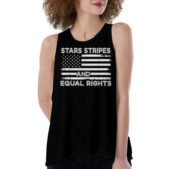 4Th Of July Womens Rights Stars Stripes And Equal Rights Women's Loose Fit Open Back Split Tank Top - Seseable