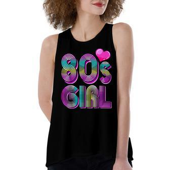 80S Girl Birthday Party Costume Retro Vintage Gift Women V2 Women's Loose Fit Open Back Split Tank Top - Seseable